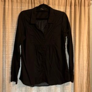 Prana Katya black top, long sleeve, button front Size L